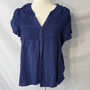 Knox Rose Deep Blue Smocked Blouse
